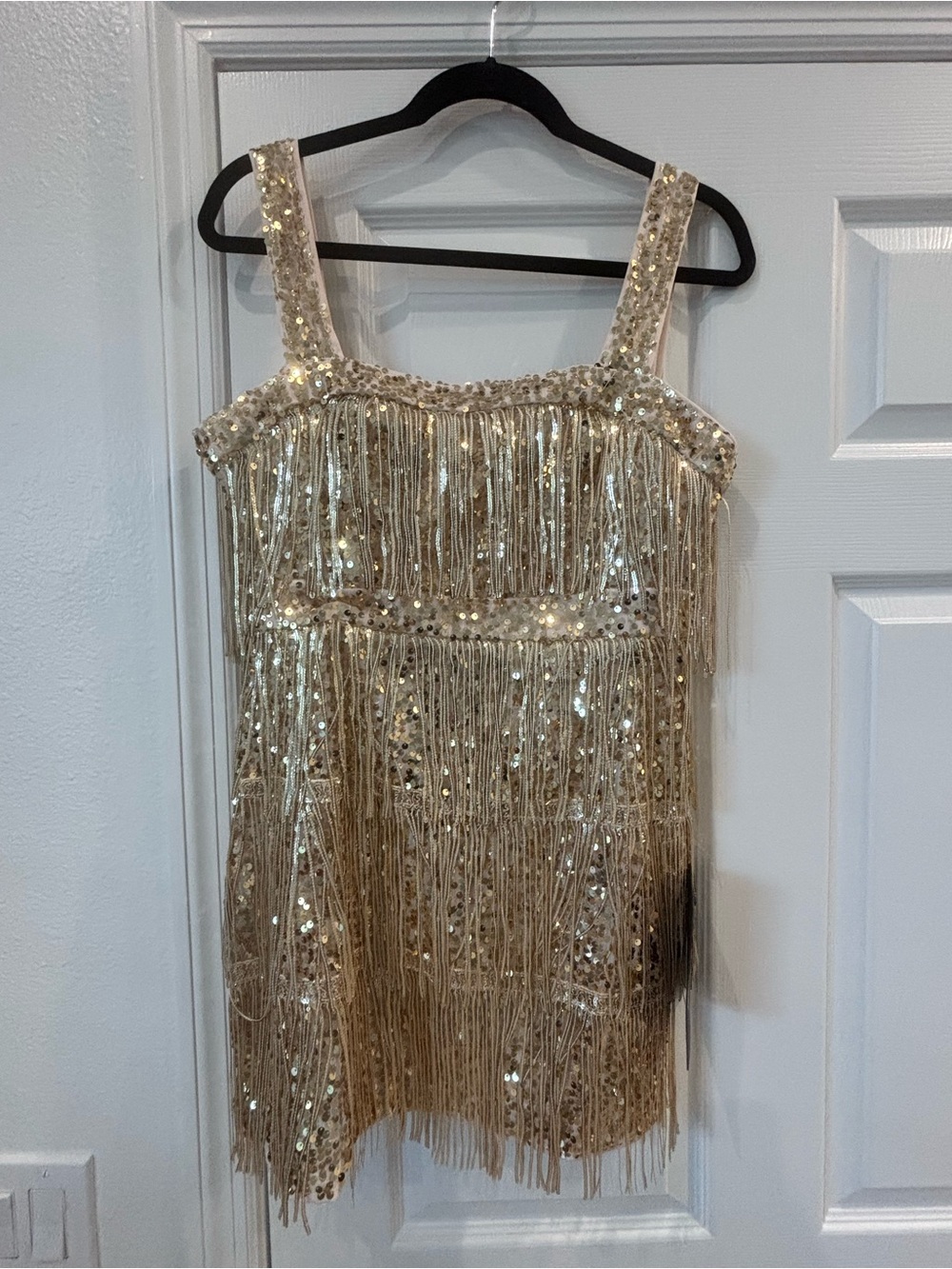 Lulu's Gold Sequin Fringe Mini Dress
